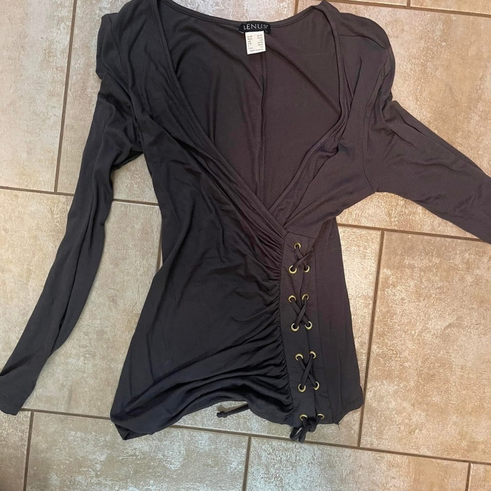 Lenox Black Lace-Up Women's Top